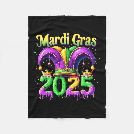 マルディグラス2025服装男性へ女性1 フリースブランケット (正面)