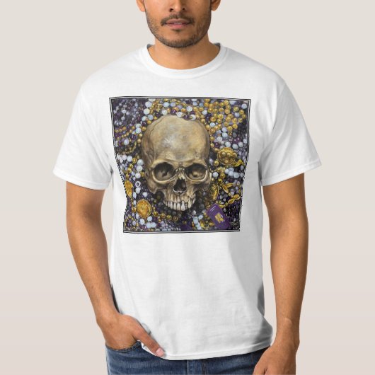 マルディグラス ビーズとドクロ Tシャツ (正面)