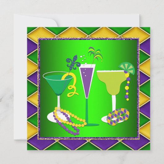 マルディグラス（紋章の）フラ・ダ・リマルディグラスパーティー 招待状 (正面)