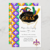 マルディグラス(紋章の)フラ・ダ・リ会社パーティの招待状 招待状 (正面/裏面)
