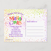 マルディグラタイポグラフィパーティー インビテーションポストカード (裏面)