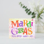 マルディグラタイポグラフィパーティー インビテーションポストカード (スタンド正面)