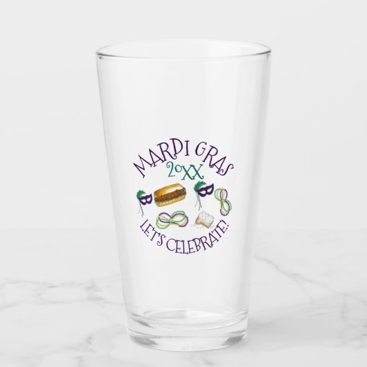 マルディグラパーティーニューオーリンズベイグネットマスクビーズ タンブラーグラス (正面)