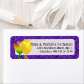 マルディグラパーティーバルーン&パープルグリッタースタイル ラベル (インサイチュ)