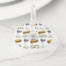 マルディグラパーティービーズベイグネットポーボーイマスク ワイングラスタグ