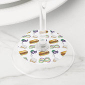 マルディグラパーティービーズベイグネットポーボーイマスク ワイングラスタグ (クローズアップ)