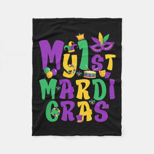 マルディグラパーティーマイ最初のマルディグラBoのための衣装 フリースブランケット (正面)