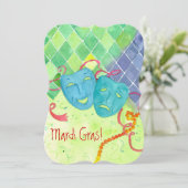 マルディグラパーティー悲劇コメディマスク 招待状 (スタンド正面)