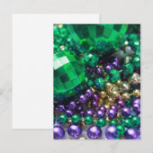 マルディグラビーズグリーンパーティーポストカード招待状 インビテーションポストカード (正面/裏面)