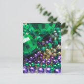 マルディグラビーズグリーンパーティーポストカード招待状 インビテーションポストカード (スタンド正面)