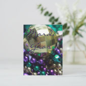 マルディグラビーズパーソナライズされたパーティー招待状カード 招待状 (スタンド正面)