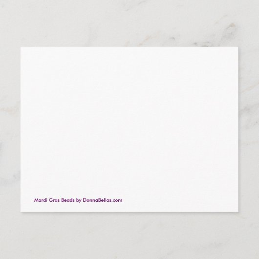 マルディグラビーズパープルポストカード招待状 インビテーションポストカード (裏面)