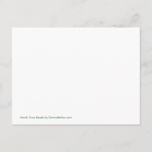 マルディグラビーズ金ゴールドはがき招待状テンプレート インビテーションポストカード (裏面)