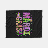 マルディグラビーズ顔マスク羽毛帽子メンズ女性 フリースブランケット (正面(横))