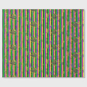 マルディグラビーズ（紋章の）フラ・ダ・リパープル金ゴールドグリーン ラッピングペーパー (フラット)