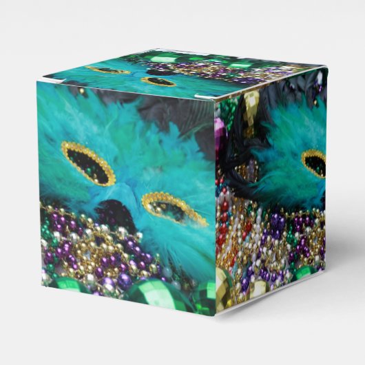 マルディグラフェスティバルパーティー好意カスタムギフトボックス フェイバーボックス (正面サイド)