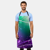 マルディグラフェスティバルパープルバックグラウンド エプロン (着用した状態)