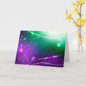 マルディグラフェスティバルパープルバックグラウンド カード (黄色い花)