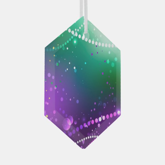 マルディグラフェスティバルパープルバックグラウンド ガラスオーナメント (正面右)