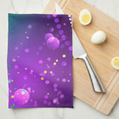 マルディグラフェスティバルパープルバックグラウンド キッチンタオル (四つ折り)