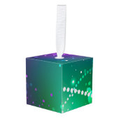 マルディグラフェスティバルパープルバックグラウンド キューブオーナメント (正面アングル)