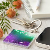 マルディグラフェスティバルパープルバックグラウンド キーホルダー (正面右)