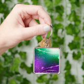 マルディグラフェスティバルパープルバックグラウンド キーホルダー (手)