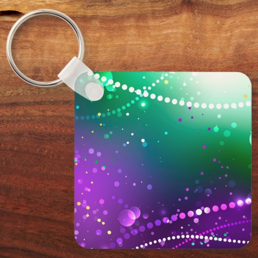 マルディグラフェスティバルパープルバックグラウンド キーホルダー (正面)