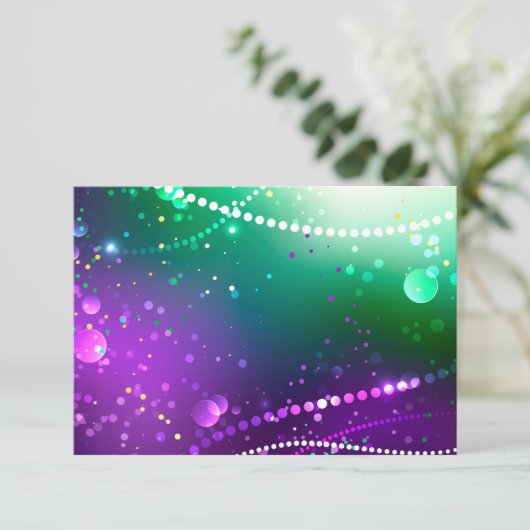 マルディグラフェスティバルパープルバックグラウンド サンキューカード (スタンド正面)