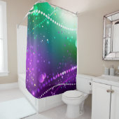 マルディグラフェスティバルパープルバックグラウンド シャワーカーテン (インサイチュ)