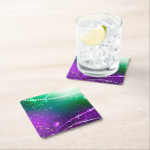 マルディグラフェスティバルパープルバックグラウンド スクエアペーパーコースター (インサイチュ)