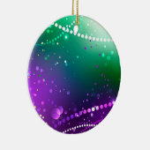 マルディグラフェスティバルパープルバックグラウンド セラミックオーナメント (右)