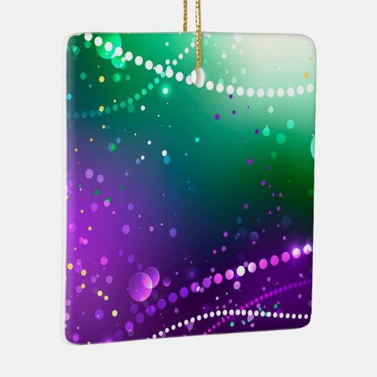マルディグラフェスティバルパープルバックグラウンド セラミックオーナメント (右)