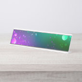 マルディグラフェスティバルパープルバックグラウンド デスクネームプレート (正面)