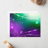 マルディグラフェスティバルパープルバックグラウンド ノートカード (正面/裏面インサイチュ)