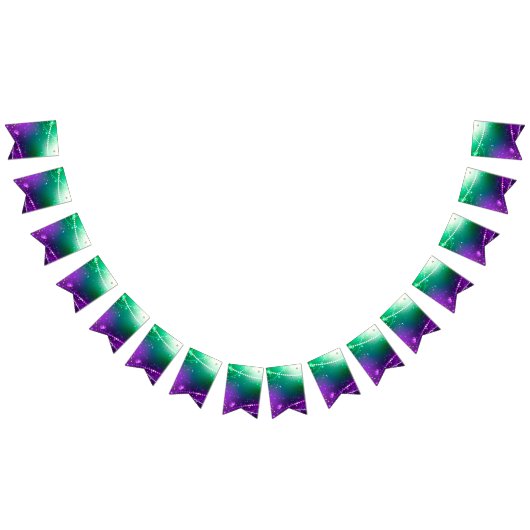 マルディグラフェスティバルパープルバックグラウンド バンティングフラッグ (全)