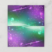 マルディグラフェスティバルパープルバックグラウンド プレイスカード (外部開封)