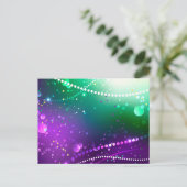 マルディグラフェスティバルパープルバックグラウンド ポストカード (スタンド正面)