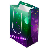 マルディグラフェスティバルパープルバックグラウンド ミディアムペーパーバッグ (正面アングル)