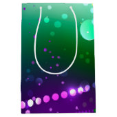 マルディグラフェスティバルパープルバックグラウンド ミディアムペーパーバッグ (正面)