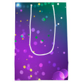 マルディグラフェスティバルパープルバックグラウンド ミディアムペーパーバッグ (裏面)