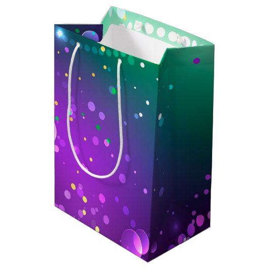 マルディグラフェスティバルパープルバックグラウンド ミディアムペーパーバッグ (裏面アングル)