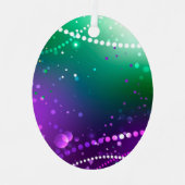 マルディグラフェスティバルパープルバックグラウンド メタルオーナメント (正面)