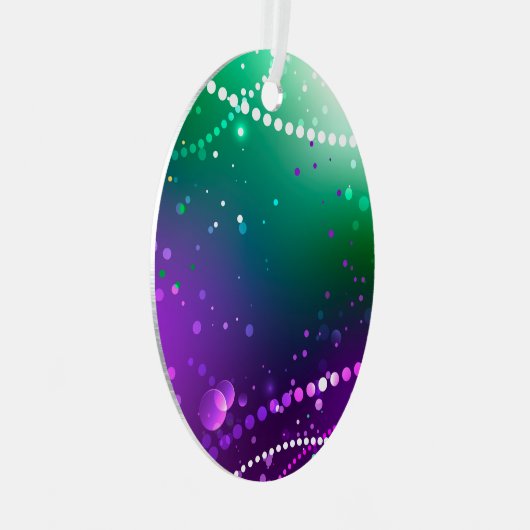 マルディグラフェスティバルパープルバックグラウンド メタルオーナメント (正面右)