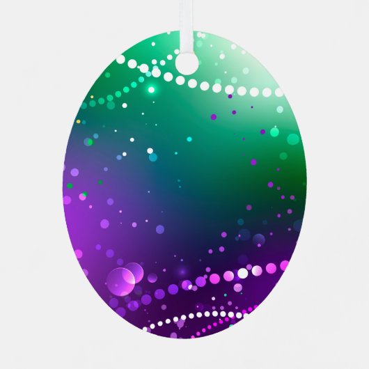 マルディグラフェスティバルパープルバックグラウンド メタルオーナメント (裏面)