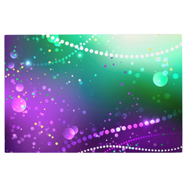 マルディグラフェスティバルパープルバックグラウンド メタルプリント (正面)