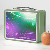 マルディグラフェスティバルパープルバックグラウンド メタルランチボックス (インサイチュ)