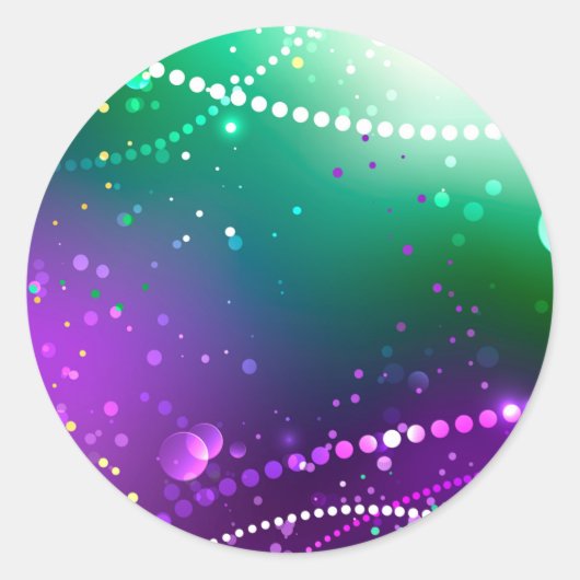 マルディグラフェスティバルパープルバックグラウンド ラウンドシール (正面)