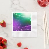 マルディグラフェスティバルパープルバックグラウンド 縁ありカクテルナプキン (インサイチュ)