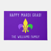 マルディグラフルーアデリスイエローグリーンパープルドアマ ドアマット (正面)